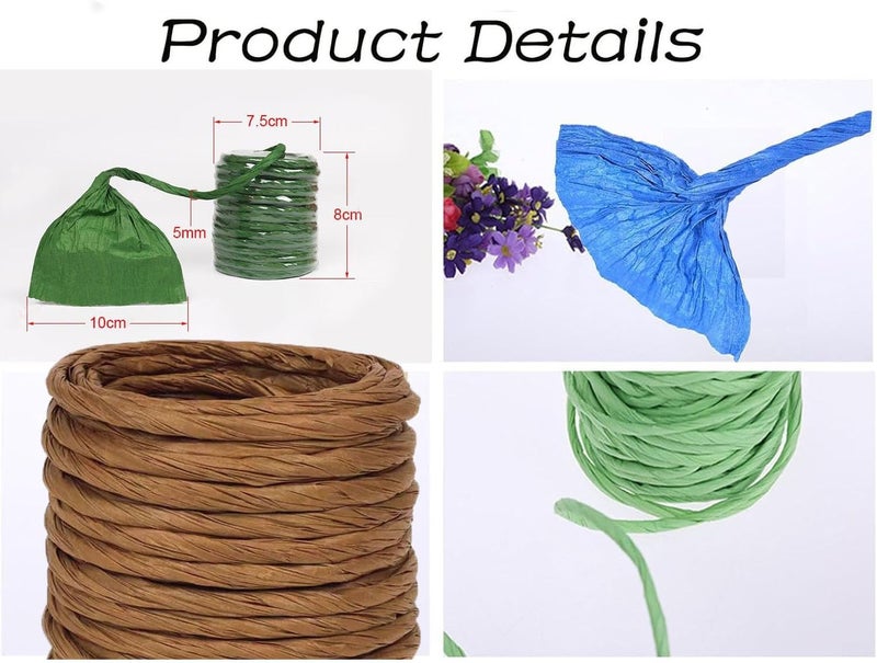 ALLWSLucky 15Yard Raffia Paper Ribbon, 4mm Paper String Colorful Twisted Paper Craft Rope Wrapping Ribbon for DIY Making Flower Basket, Gift Wrapping,Party Decor (Coffee Color) - Image 4
